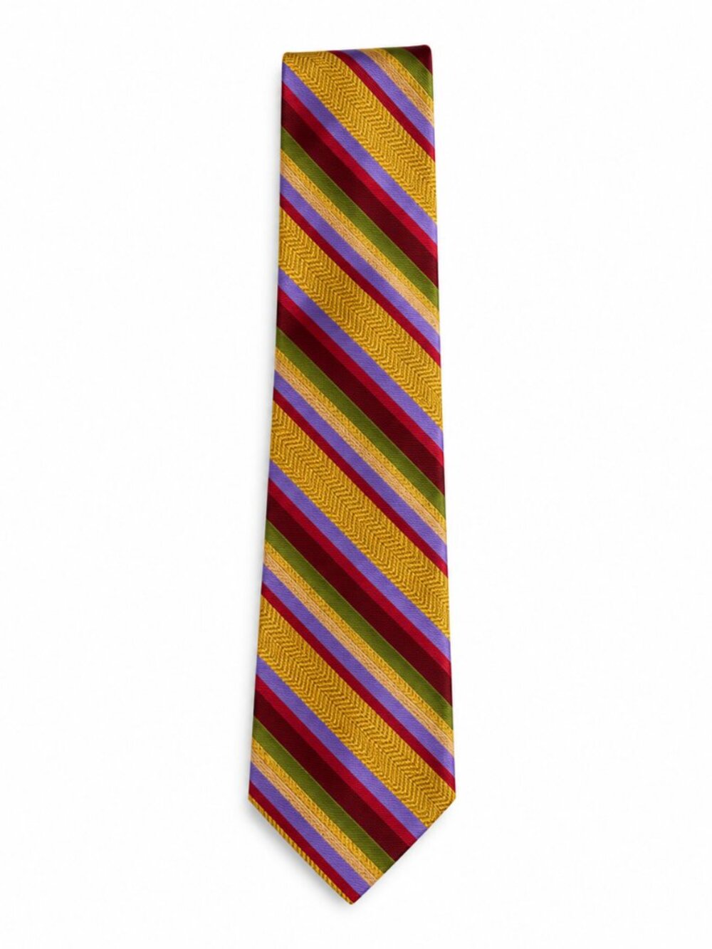 Robert Talbott Best of Class Silk Tie Gold Red Multicolor Striped USA